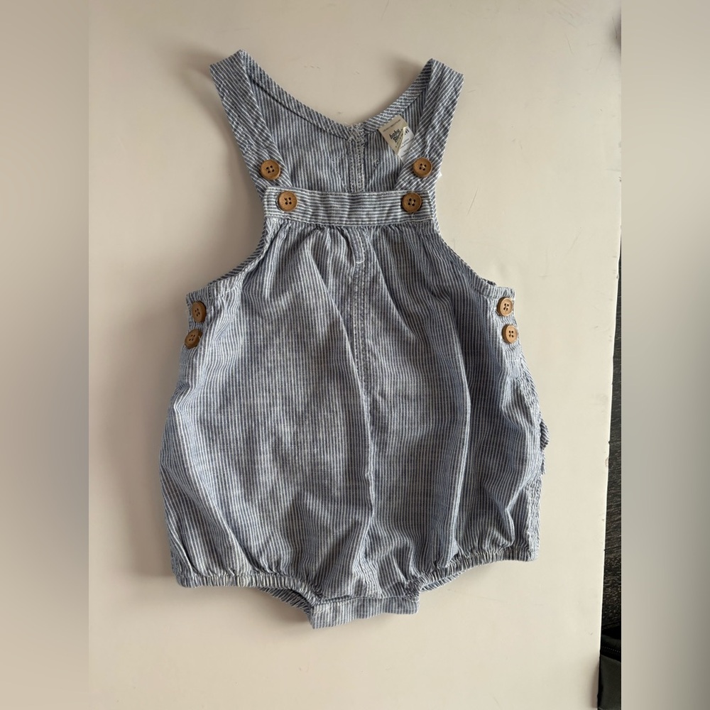 Baby B'Gosh Striped Overalls with Wooden Buttons